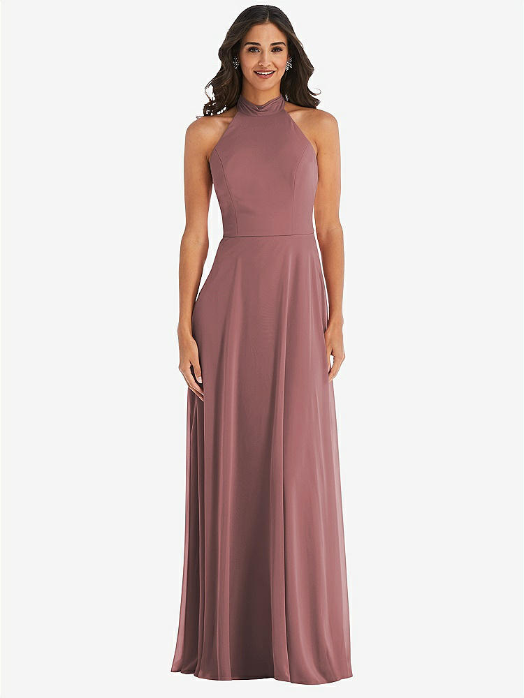 【STYLE: 1545】High Neck Halter Backless Maxi Dress【COLOR: Rosewood】