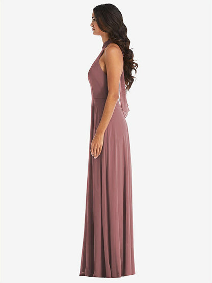 【STYLE: 1545】High Neck Halter Backless Maxi Dress【COLOR: Rosewood】