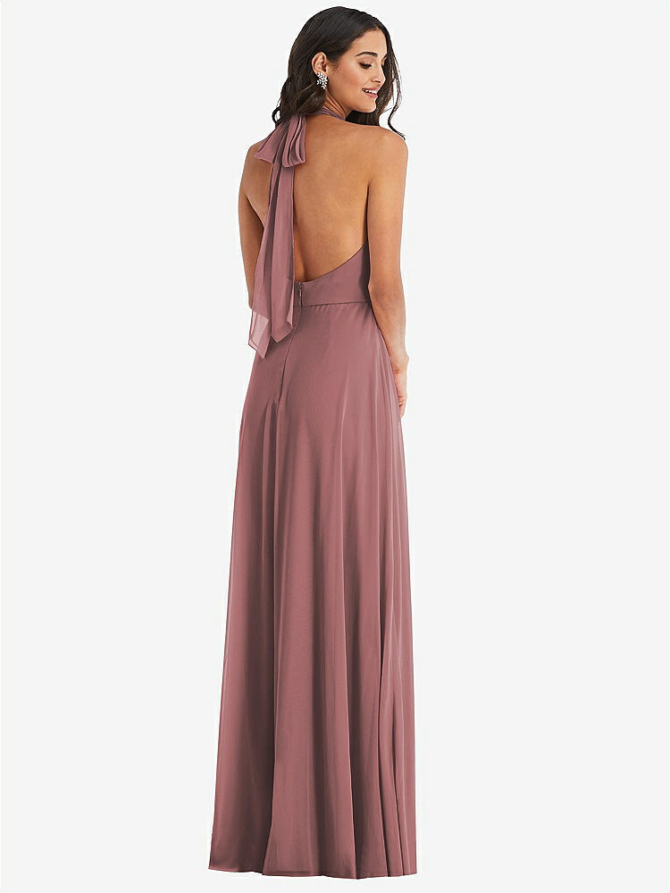 【STYLE: 1545】High Neck Halter Backless Maxi Dress【COLOR: Rosewood】