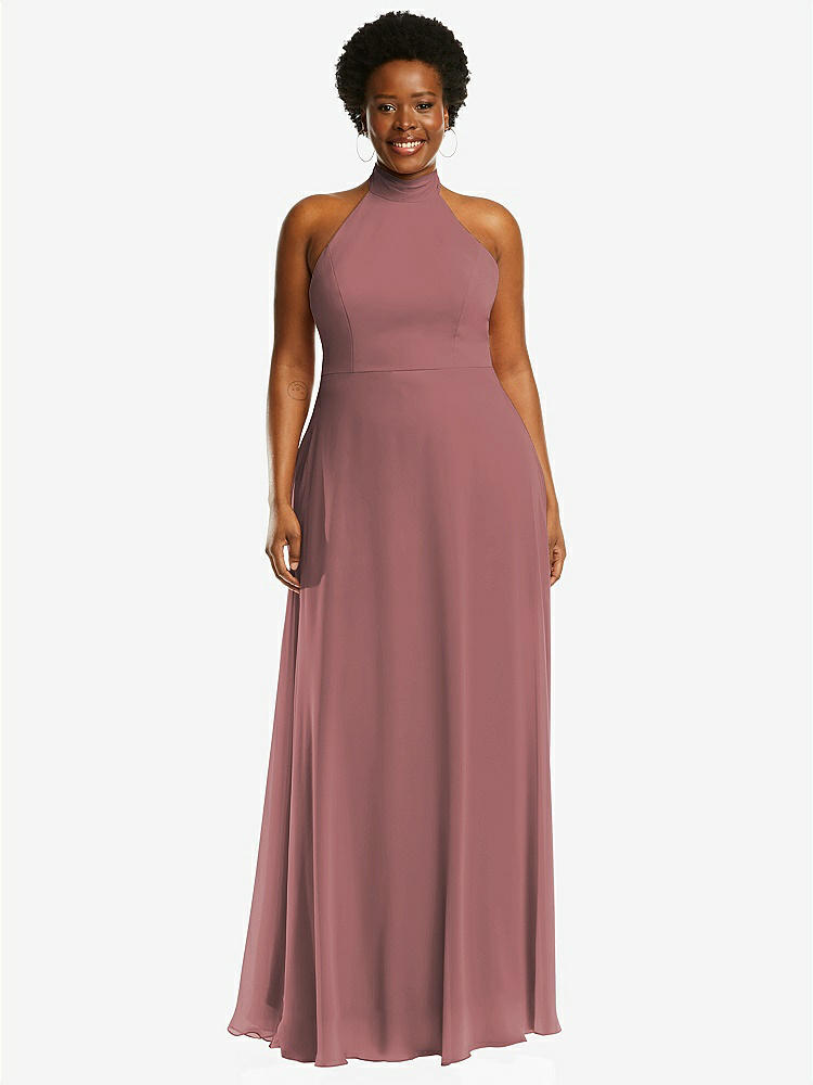 【STYLE: 1545】High Neck Halter Backless Maxi Dress【COLOR: Rosewood】