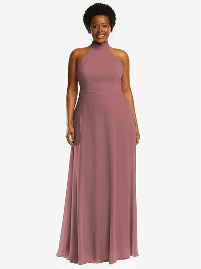 【STYLE: 1545】High Neck Halter Backless Maxi Dress【COLOR: Rosewood】