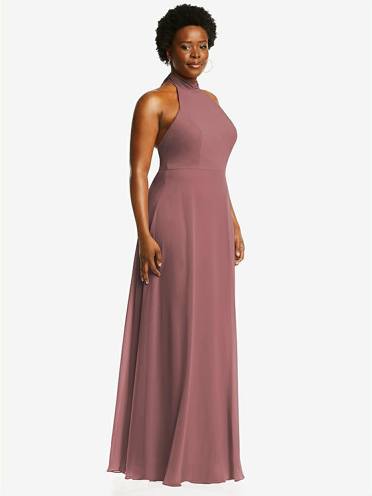 【STYLE: 1545】High Neck Halter Backless Maxi Dress【COLOR: Rosewood】