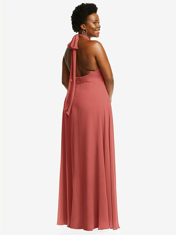 【NEW】【STYLE: 1545】高 首 ホルター バックレス マキシ ドレス【COLOR: Coral Pink】【SIZE: 00-30W】
