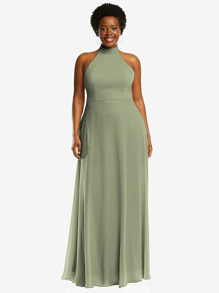 【STYLE: 1545】High Neck Halter Backless Maxi Dress【COLOR: Sage】