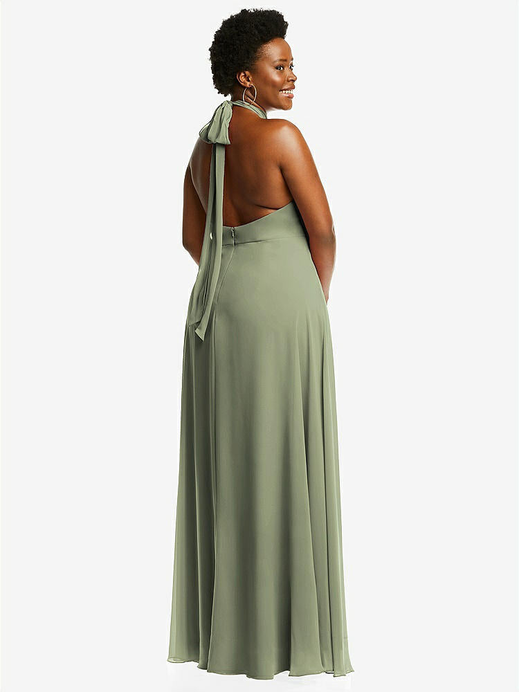 【STYLE: 1545】High Neck Halter Backless Maxi Dress【COLOR: Sage】