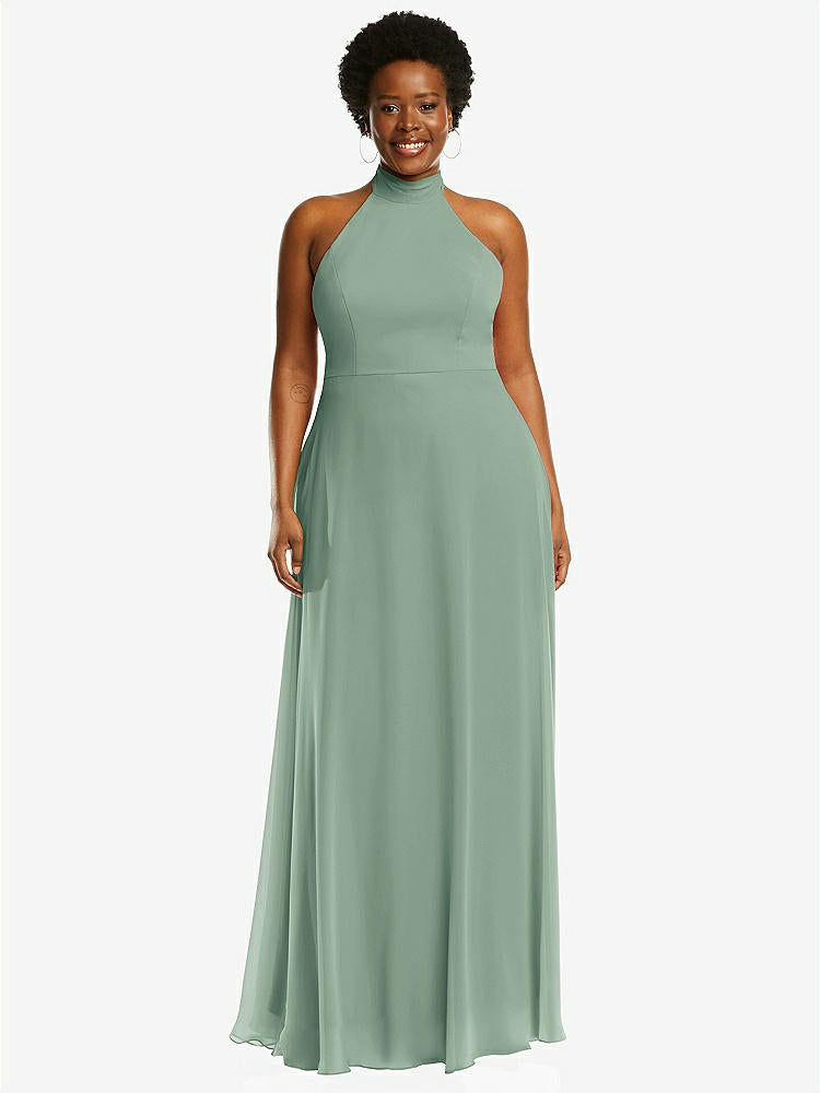 【STYLE: 1545】High Neck Halter Backless Maxi Dress【COLOR: Seagrass】