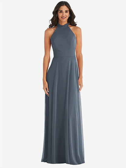 【STYLE: 1545】High Neck Halter Backless Maxi Dress【COLOR: Silverstone】