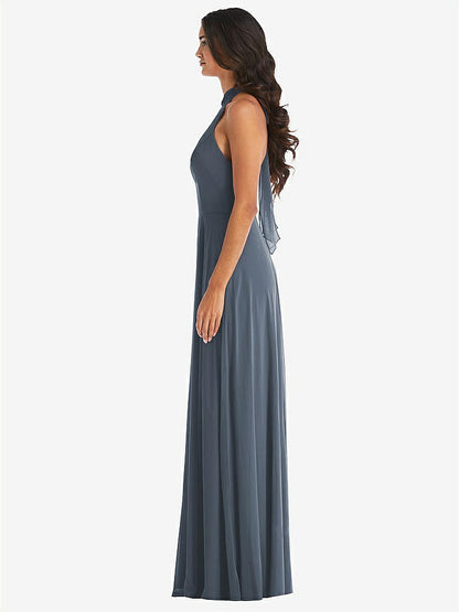 【STYLE: 1545】High Neck Halter Backless Maxi Dress【COLOR: Silverstone】