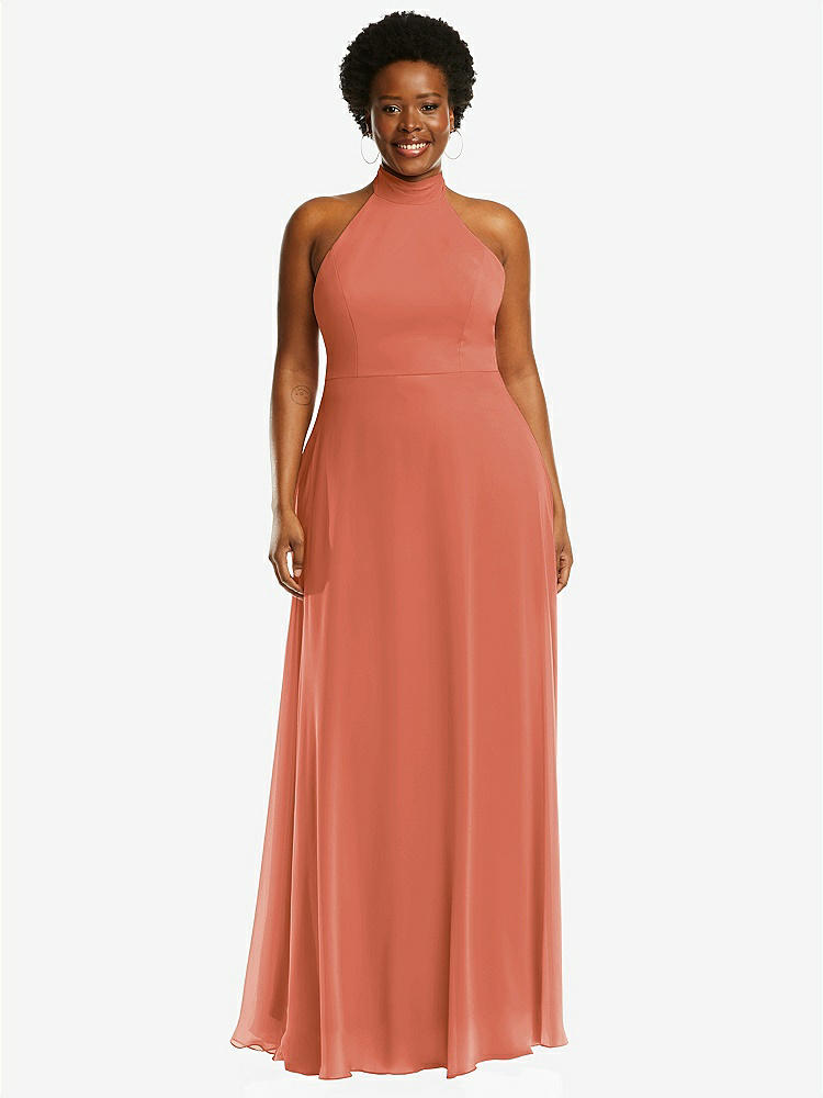 【STYLE: 1545】High Neck Halter Backless Maxi Dress【COLOR: Terracotta Copper】