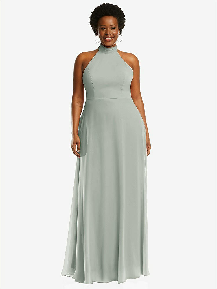 【STYLE: 1545】High Neck Halter Backless Maxi Dress【COLOR: Willow Green】