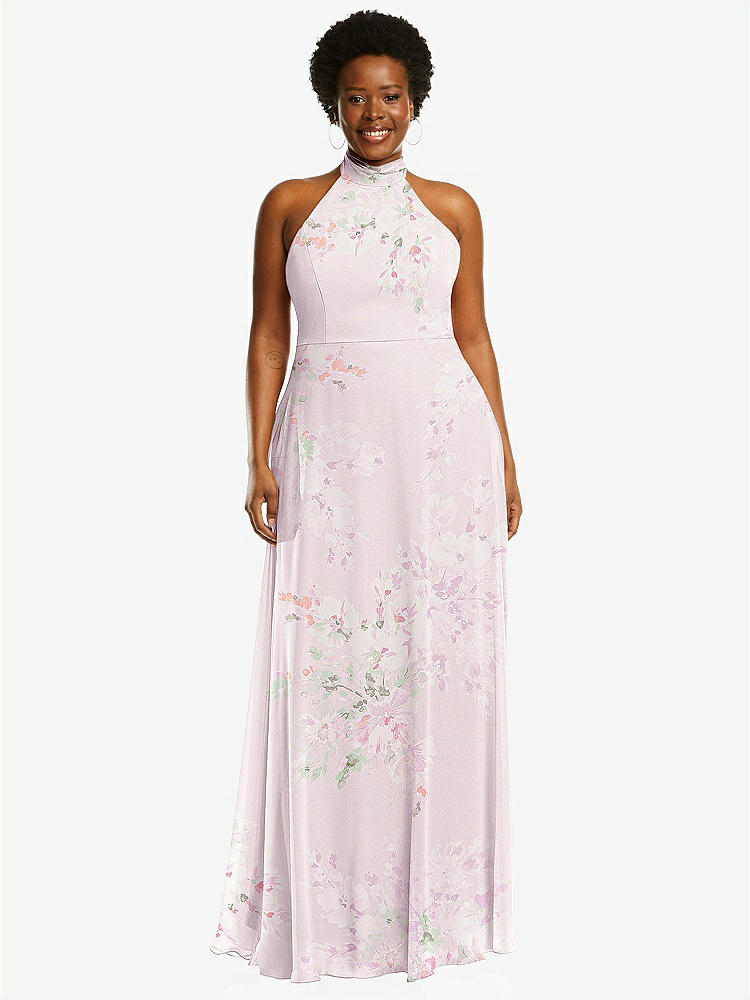【STYLE: 1545】High Neck Halter Backless Maxi Dress【COLOR: Watercolor Print】