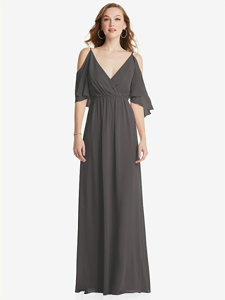 【NEW】【STYLE: 1547】コンバーチブル コールドショルダー ドレープ ラップ マキシ ドレス【COLOR: Caviar Gray】【SIZE: 00-30W】
