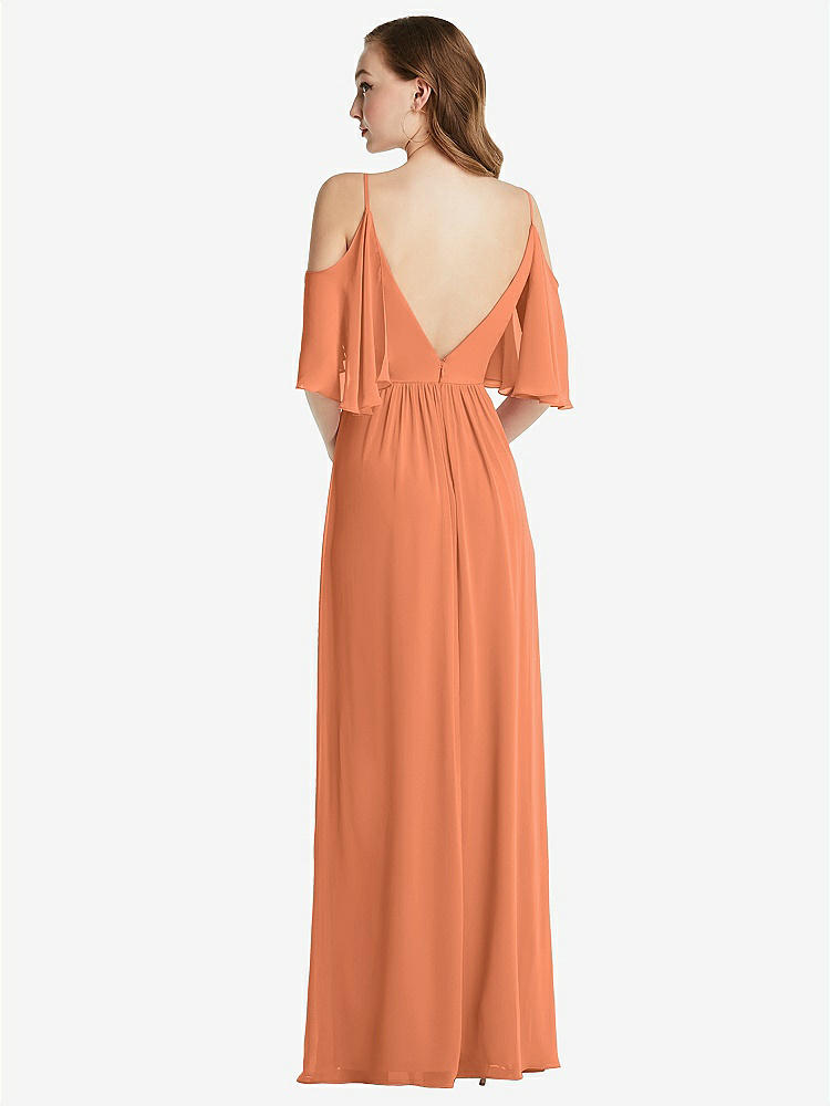 【STYLE: 1547】Convertible Cold-Shoulder Draped Wrap Maxi Dress【COLOR: Sweet Melon】