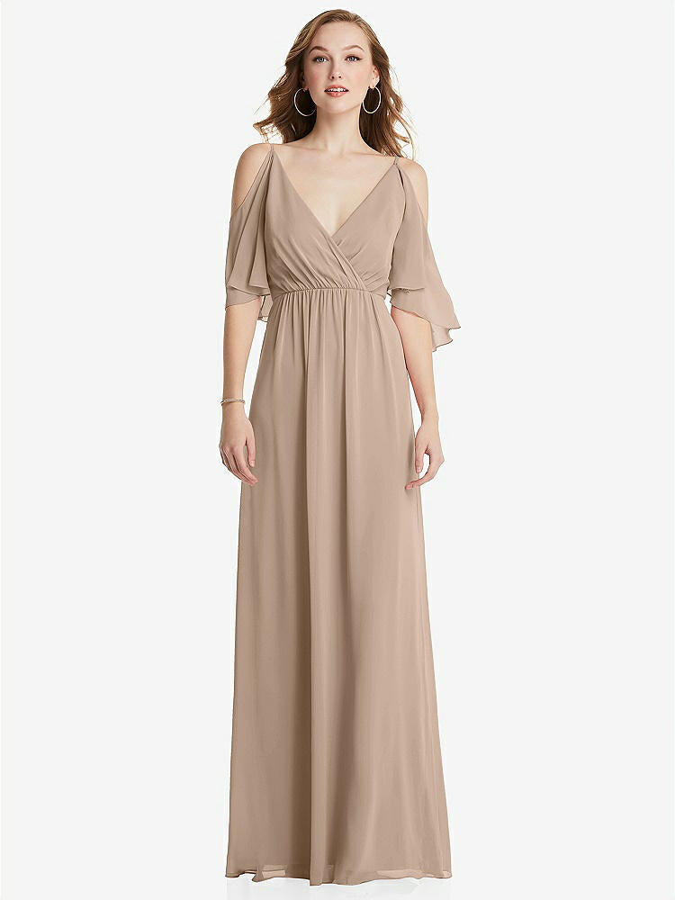 【STYLE: 1547】Convertible Cold-Shoulder Draped Wrap Maxi Dress【COLOR: Topaz】