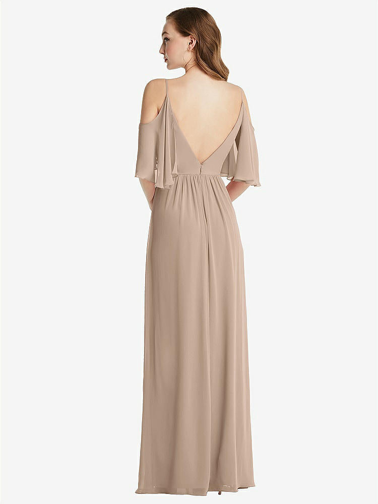 【STYLE: 1547】Convertible Cold-Shoulder Draped Wrap Maxi Dress【COLOR: Topaz】