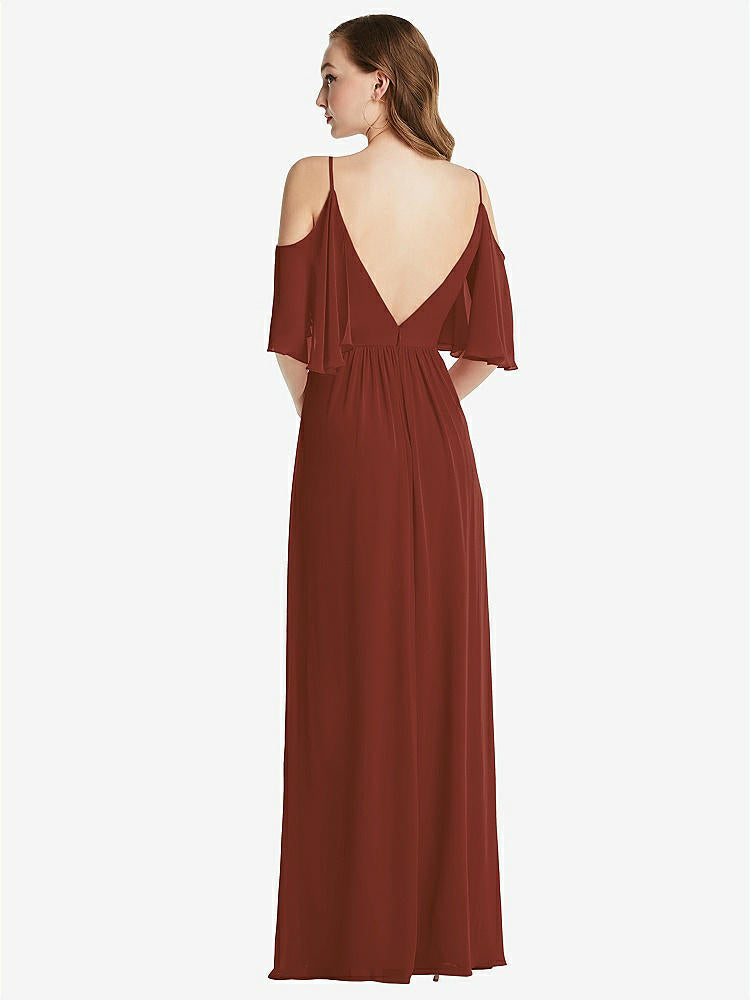 【STYLE: 1547】Convertible Cold-Shoulder Draped Wrap Maxi Dress【COLOR: Auburn Moon】