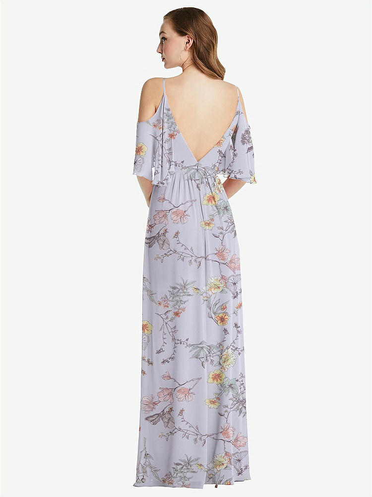【STYLE: 1547】Convertible Cold-Shoulder Draped Wrap Maxi Dress【COLOR: Butterfly Botanica Silver Dove】