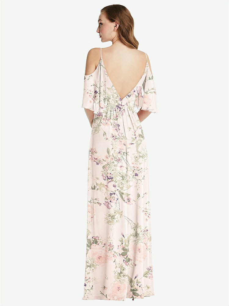【STYLE: 1547】Convertible Cold-Shoulder Draped Wrap Maxi Dress【COLOR: Blush Garden】
