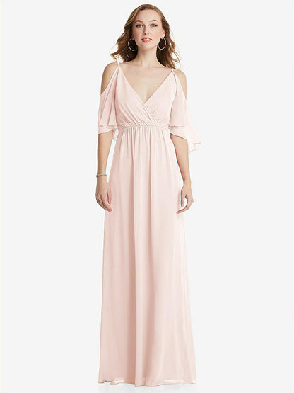 【NEW】【STYLE: 1547】コンバーチブル コールドショルダー ドレープ ラップ マキシ ドレス【COLOR: Blush】【SIZE: 00-30W】