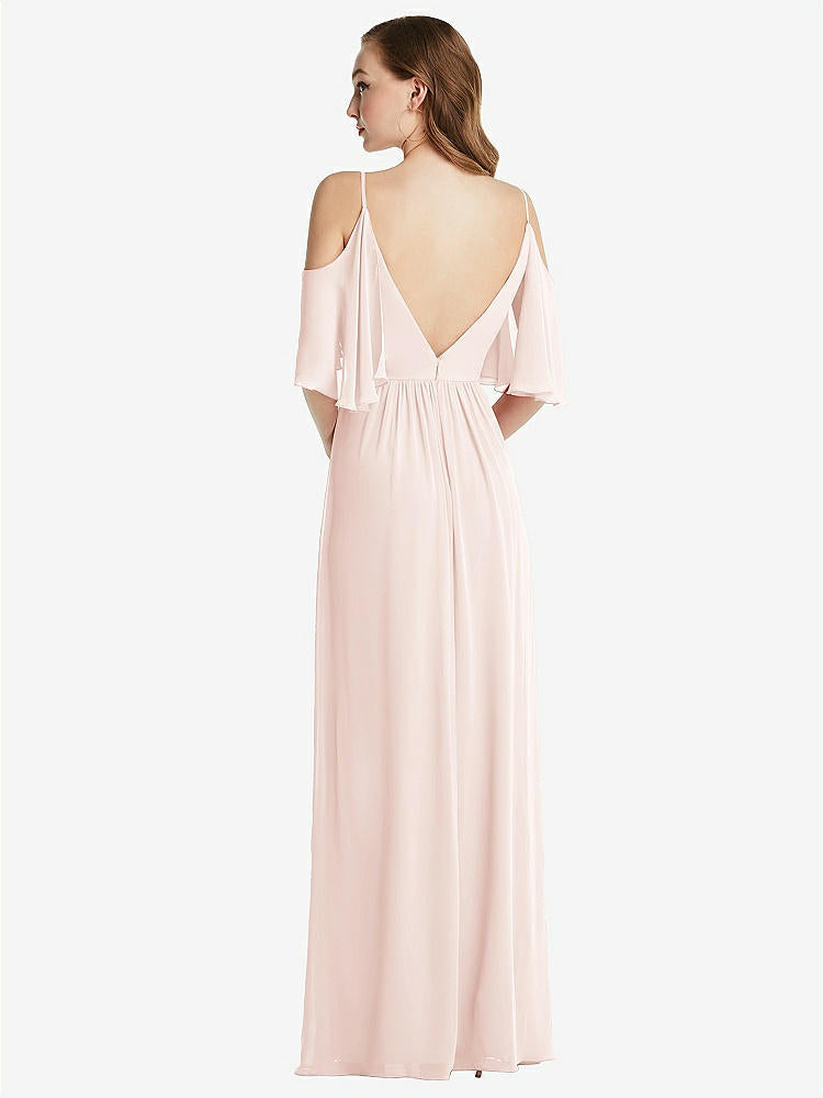 【STYLE: 1547】Convertible Cold-Shoulder Draped Wrap Maxi Dress【COLOR: Blush】