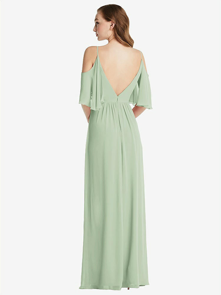 【STYLE: 1547】Convertible Cold-Shoulder Draped Wrap Maxi Dress【COLOR: Celadon】