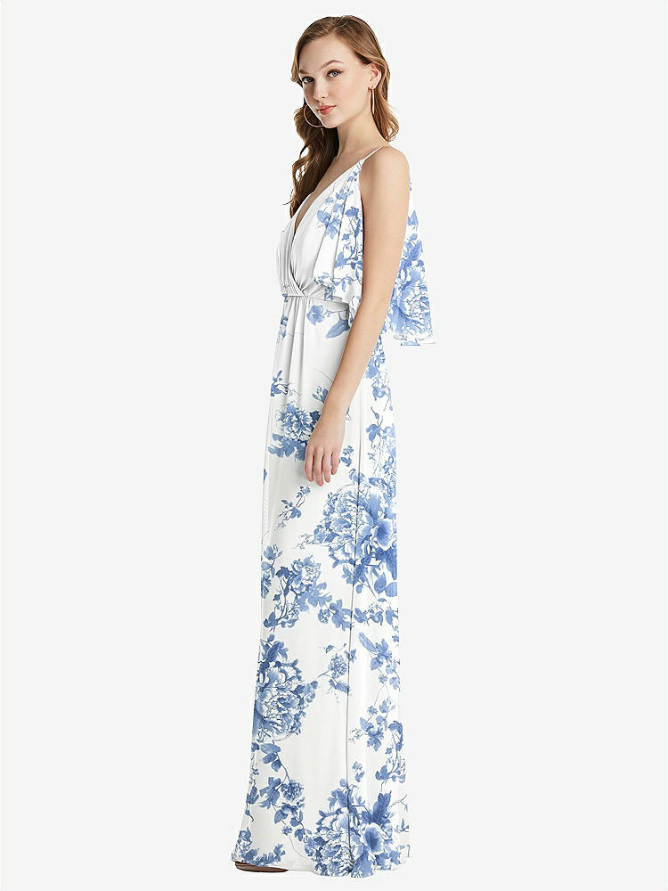 【NEW】【STYLE: 1547】コンバーチブル コールドショルダー ドレープ ラップ マキシ ドレス【COLOR: Cottage Rose Dusk Blue】【SIZE: 00-30W】