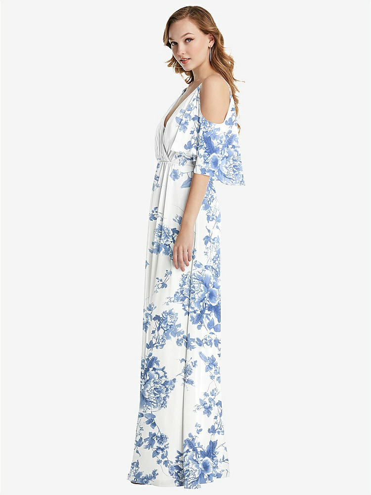 【NEW】【STYLE: 1547】コンバーチブル コールドショルダー ドレープ ラップ マキシ ドレス【COLOR: Cottage Rose Dusk Blue】【SIZE: 00-30W】