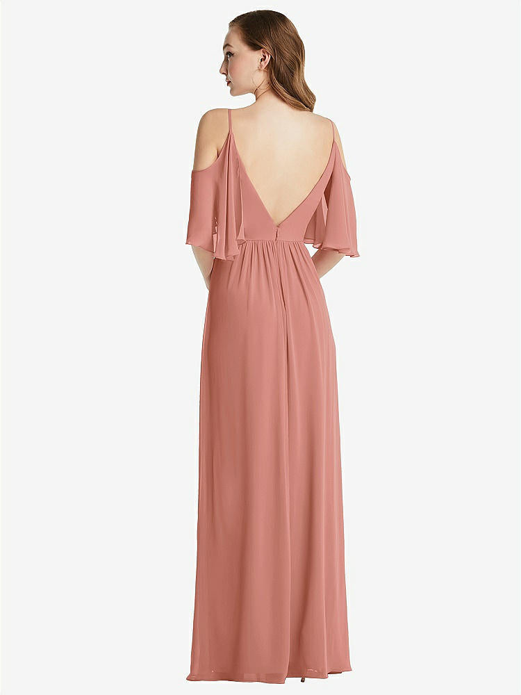 【STYLE: 1547】Convertible Cold-Shoulder Draped Wrap Maxi Dress【COLOR: Desert Rose】