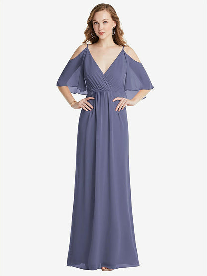 【NEW】【STYLE: 1547】コンバーチブル コールドショルダー ドレープ ラップ マキシ ドレス【COLOR: French Blue】【SIZE: 00-30W】