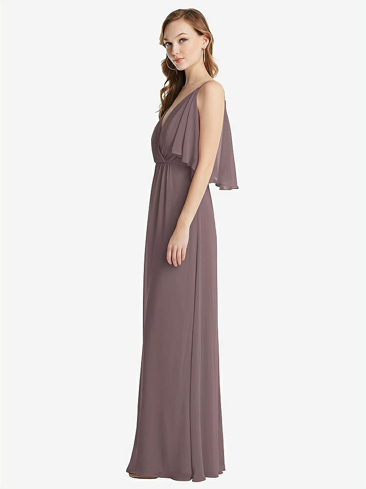 【STYLE: 1547】Convertible Cold-Shoulder Draped Wrap Maxi Dress【COLOR: French Truffle】