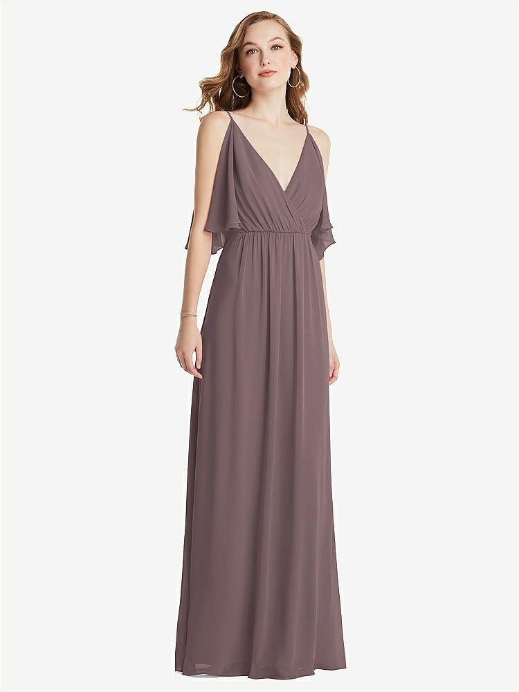 【STYLE: 1547】Convertible Cold-Shoulder Draped Wrap Maxi Dress【COLOR: French Truffle】