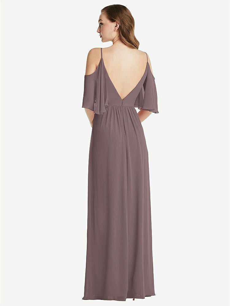 【STYLE: 1547】Convertible Cold-Shoulder Draped Wrap Maxi Dress【COLOR: French Truffle】