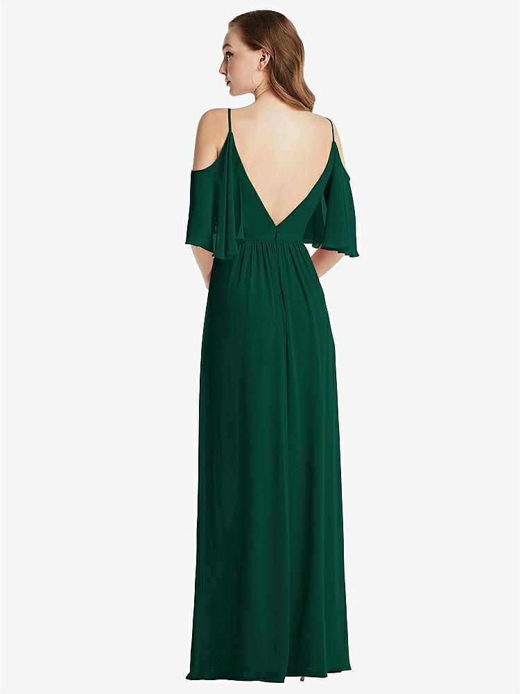 【STYLE: 1547】Convertible Cold-Shoulder Draped Wrap Maxi Dress【COLOR: Hunter Green】