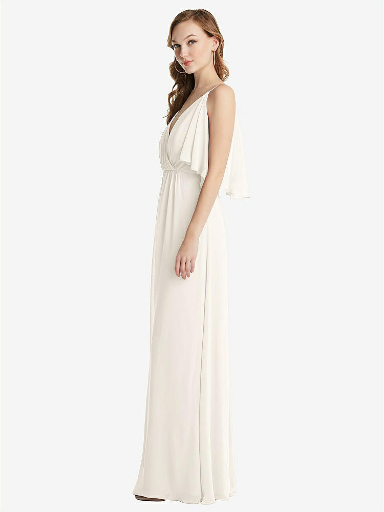 【STYLE: 1547】Convertible Cold-Shoulder Draped Wrap Maxi Dress【COLOR: Ivory】