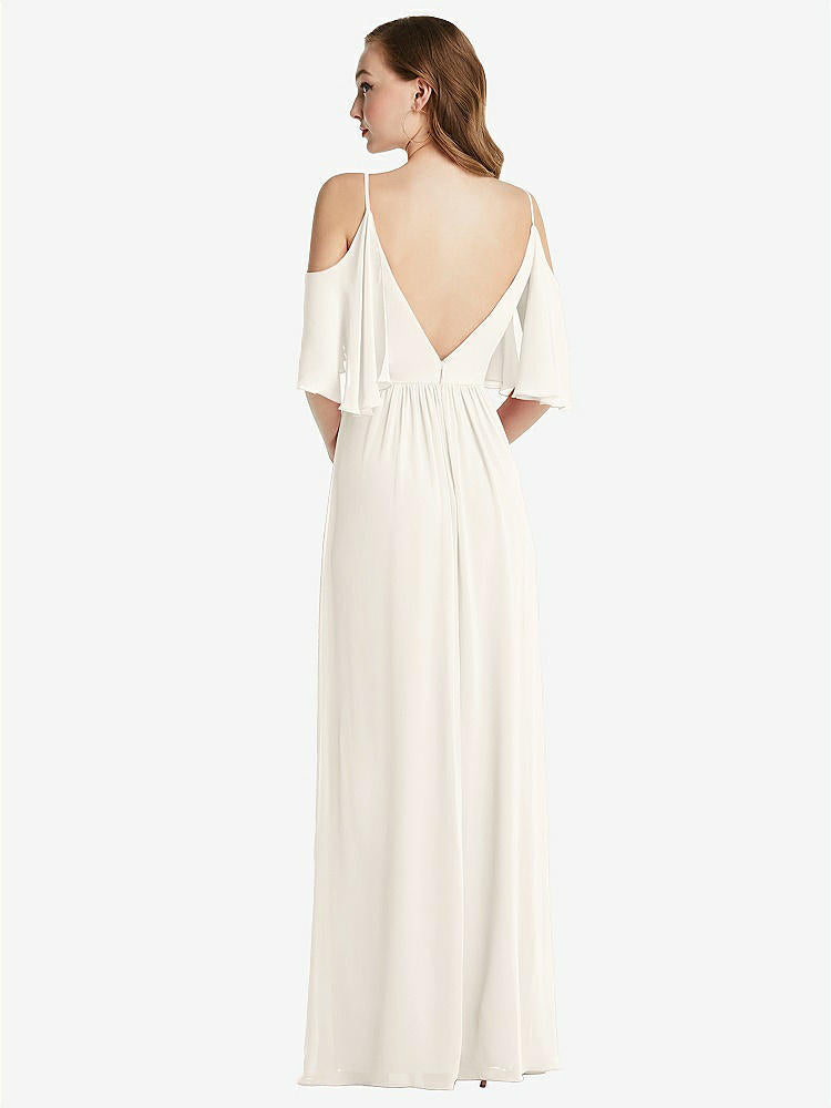【STYLE: 1547】Convertible Cold-Shoulder Draped Wrap Maxi Dress【COLOR: Ivory】