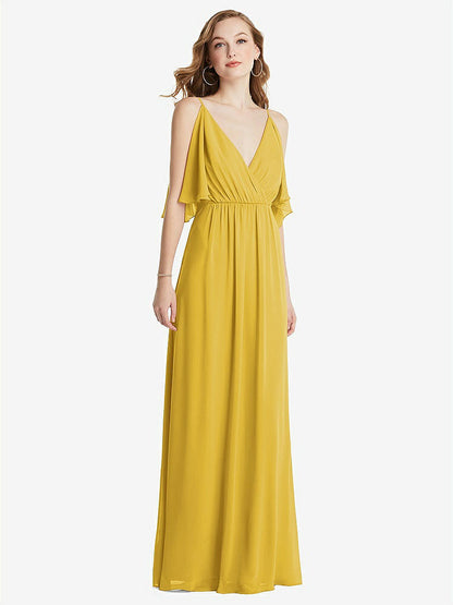 【NEW】【STYLE: 1547】コンバーチブル コールドショルダー ドレープ ラップ マキシ ドレス【COLOR: Marigold】【SIZE: 00-30W】