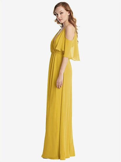 【NEW】【STYLE: 1547】コンバーチブル コールドショルダー ドレープ ラップ マキシ ドレス【COLOR: Marigold】【SIZE: 00-30W】