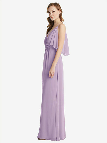 【STYLE: 1547】Convertible Cold-Shoulder Draped Wrap Maxi Dress【COLOR: Pale Purple】