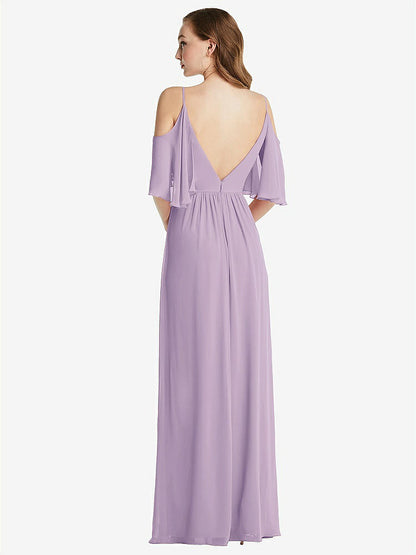 【STYLE: 1547】Convertible Cold-Shoulder Draped Wrap Maxi Dress【COLOR: Pale Purple】