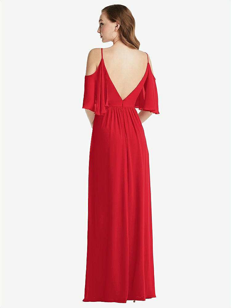 【STYLE: 1547】Convertible Cold-Shoulder Draped Wrap Maxi Dress【COLOR: Parisian Red】