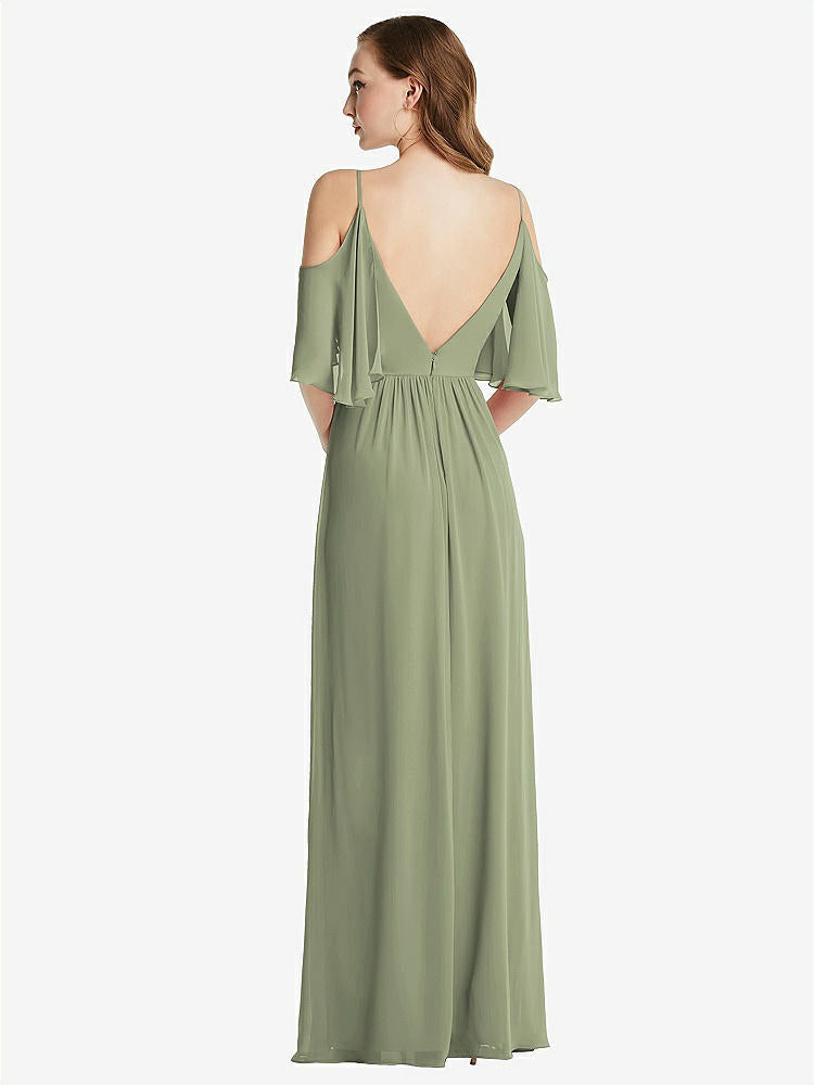 【STYLE: 1547】Convertible Cold-Shoulder Draped Wrap Maxi Dress【COLOR: Sage】