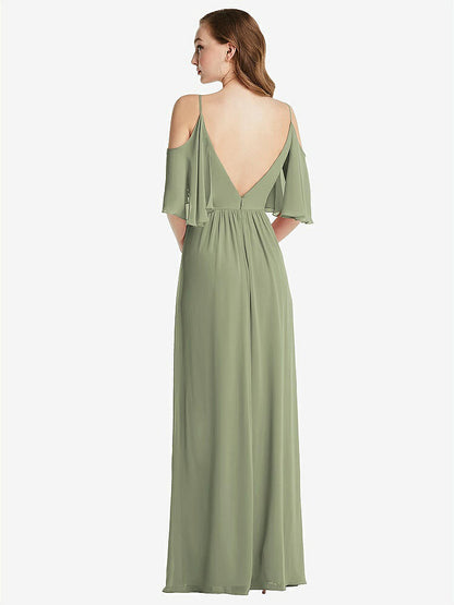 【STYLE: 1547】Convertible Cold-Shoulder Draped Wrap Maxi Dress【COLOR: Sage】