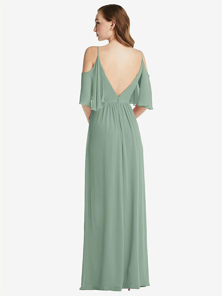 【STYLE: 1547】Convertible Cold-Shoulder Draped Wrap Maxi Dress【COLOR: Seagrass】