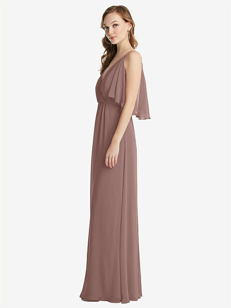【STYLE: 1547】Convertible Cold-Shoulder Draped Wrap Maxi Dress【COLOR: Sienna】