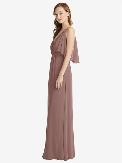 【STYLE: 1547】Convertible Cold-Shoulder Draped Wrap Maxi Dress【COLOR: Sienna】