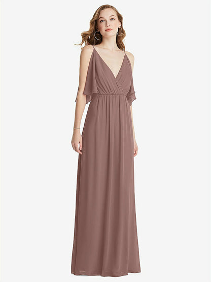 【STYLE: 1547】Convertible Cold-Shoulder Draped Wrap Maxi Dress【COLOR: Sienna】
