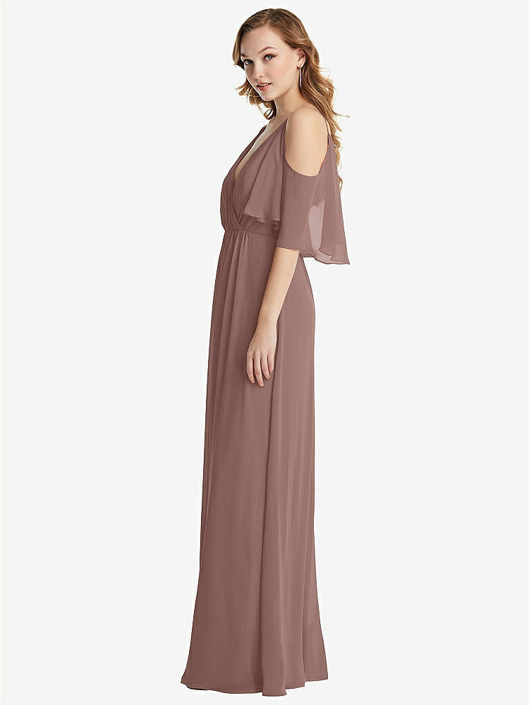 【STYLE: 1547】Convertible Cold-Shoulder Draped Wrap Maxi Dress【COLOR: Sienna】