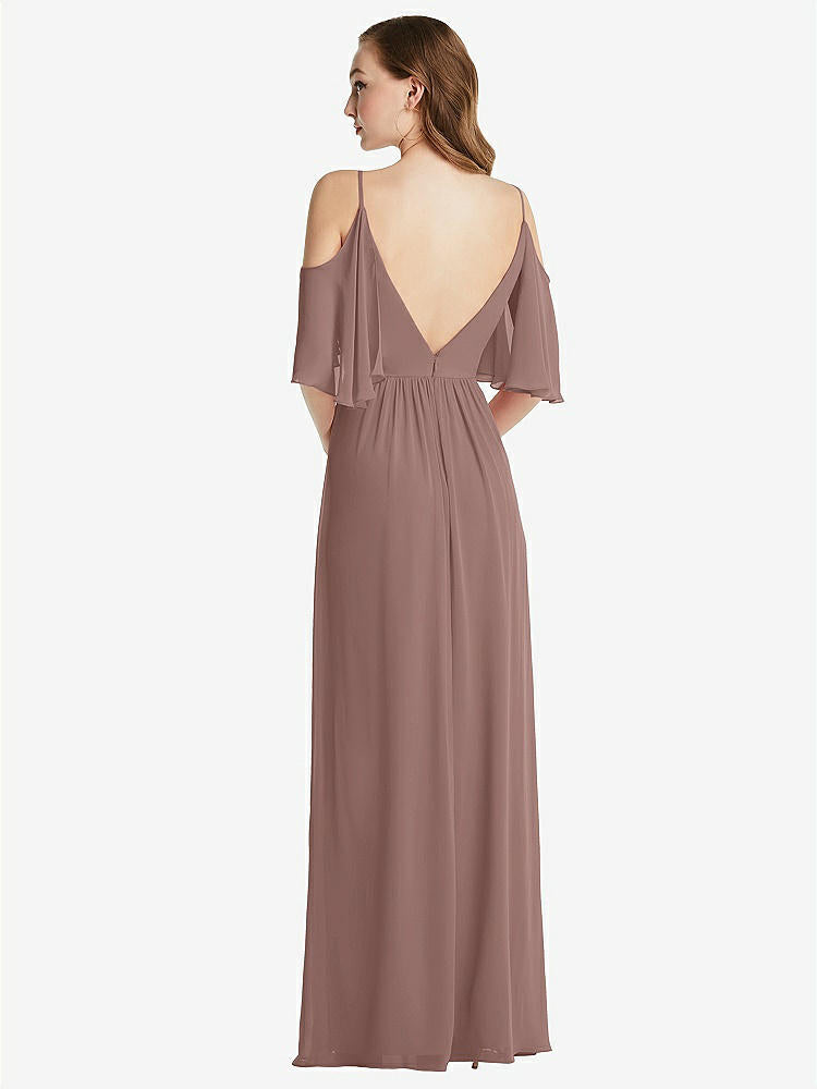 【STYLE: 1547】Convertible Cold-Shoulder Draped Wrap Maxi Dress【COLOR: Sienna】