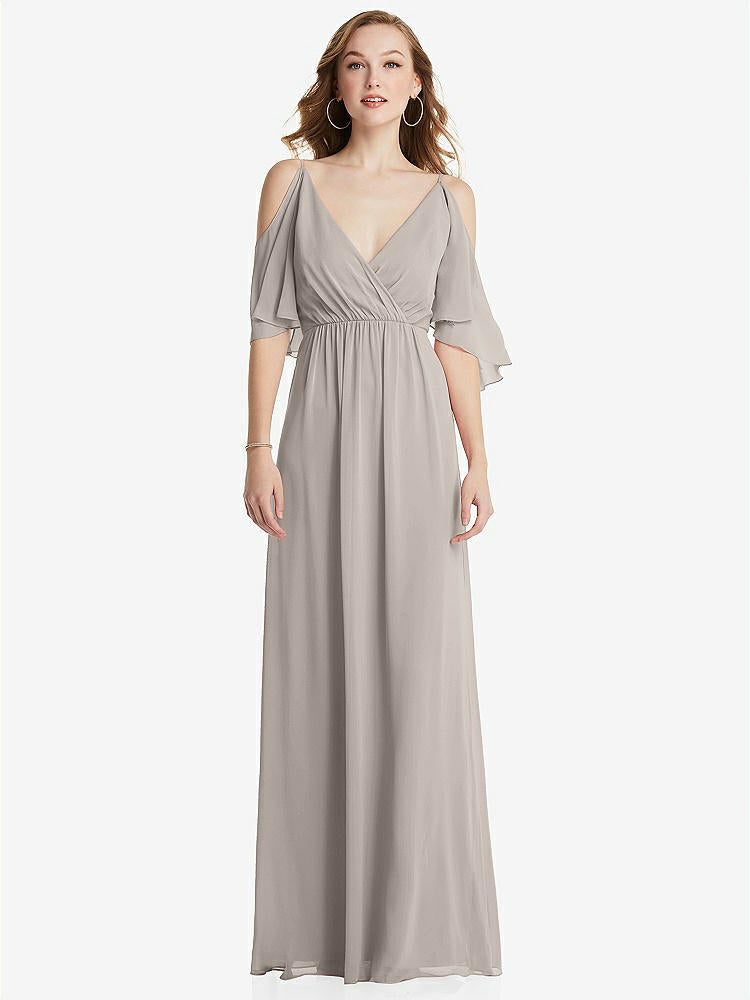 【NEW】【STYLE: 1547】コンバーチブル コールドショルダー ドレープ ラップ マキシ ドレス【COLOR: Taupe】【SIZE: 00-30W】