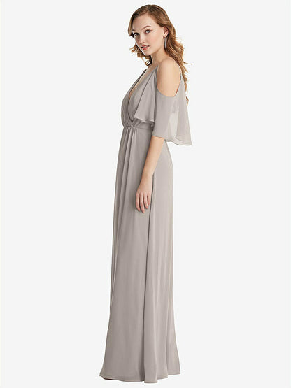 【NEW】【STYLE: 1547】コンバーチブル コールドショルダー ドレープ ラップ マキシ ドレス【COLOR: Taupe】【SIZE: 00-30W】